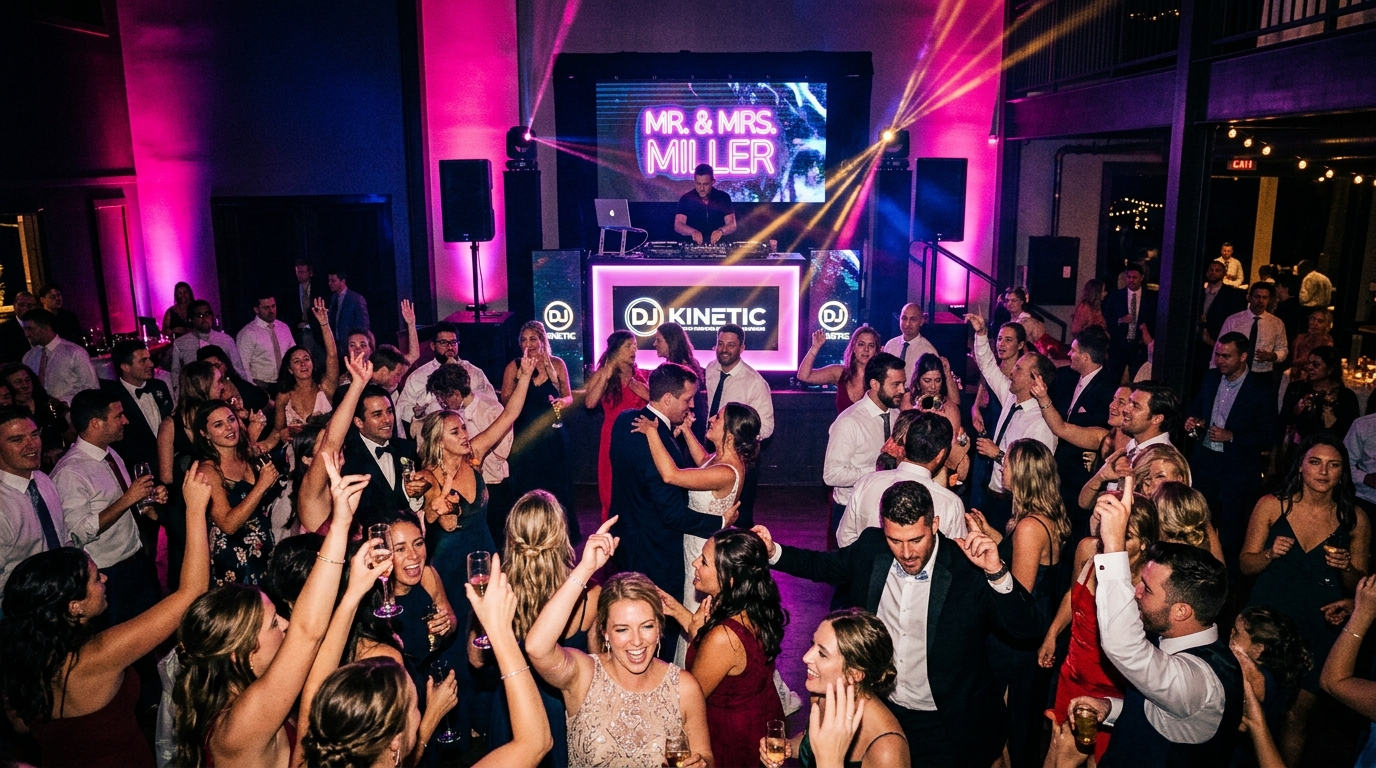 Packed reception dance floor